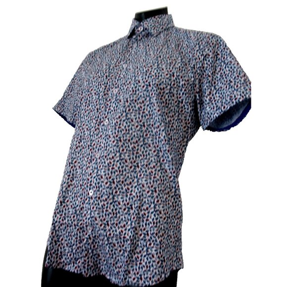 SOUL OF LONDON Floral Print Shirt Size Medium. Blue/Burgundy, - Picture 5 of 12